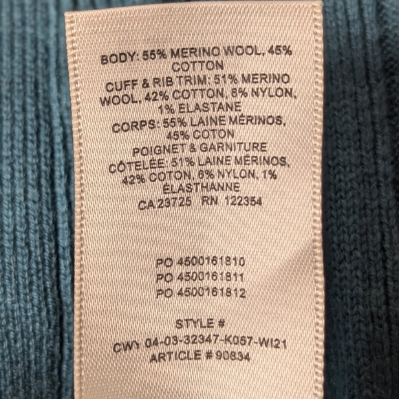 WILFRED Plunge Front Cardigan Wool Sweater Button Up Blue Green XS Aritzia - Picture 12 of 12